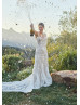 Luxury Beaded Ivory Lace Open Back Sparkling Wedding Dress